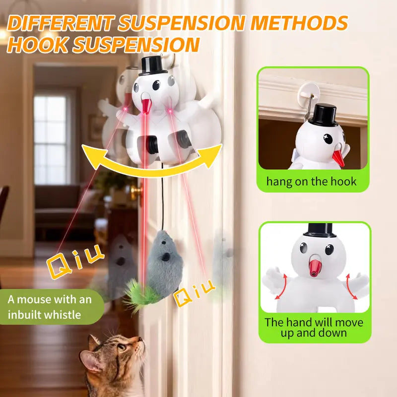 3-in-1 Interactive Automatic Cat Toy – Rechargeable Hide & Seek, Laser & Squeaky Mouse with App Control