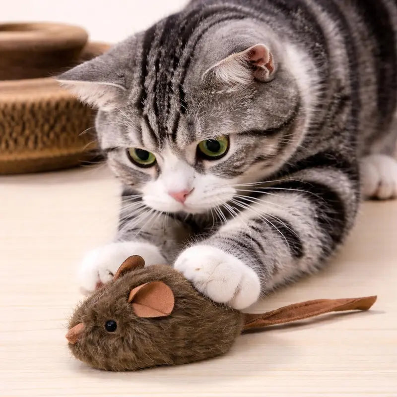 Interactive Squeaky Plush Mouse Toys for Cats – Chewable Enrichment Toys for Kittens & Adult Cats**