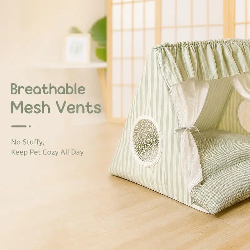 Cozy Cat Tent Bed for Small Medium Cats Dogs Washable Semi Enclosed Pet House Cute Plush Cave for Summer Fall Winter Spring