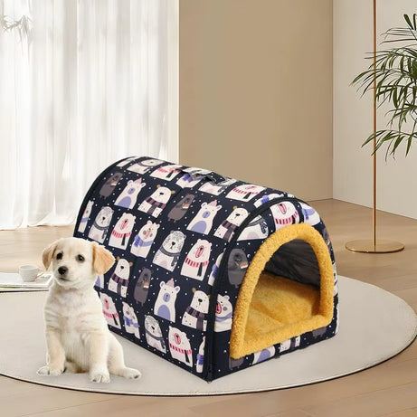 Dog Cave Bed House Indoor Pet House with Mat Water Resistant Pet House Cave with Removable Cushion for Small Medium Large Dogs