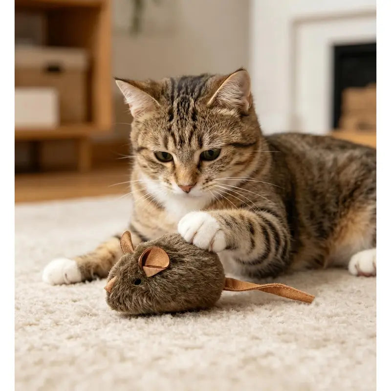 Interactive Squeaky Plush Mouse Toys for Cats – Chewable Enrichment Toys for Kittens & Adult Cats**