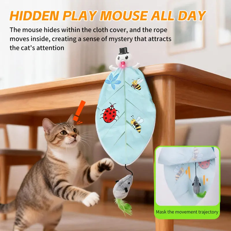 3-in-1 Interactive Automatic Cat Toy – Rechargeable Hide & Seek, Laser & Squeaky Mouse with App Control