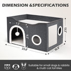 Cat House for Indoor Cats - Large Cat Bed Cave with Fluffy Ball and Scratch Pad, Foldable Cats Houses & Condos, Cat Hideaway, Covered Kitty Bed for Multi Small Large Kitty, 23.8X15.9X13.2 Inch